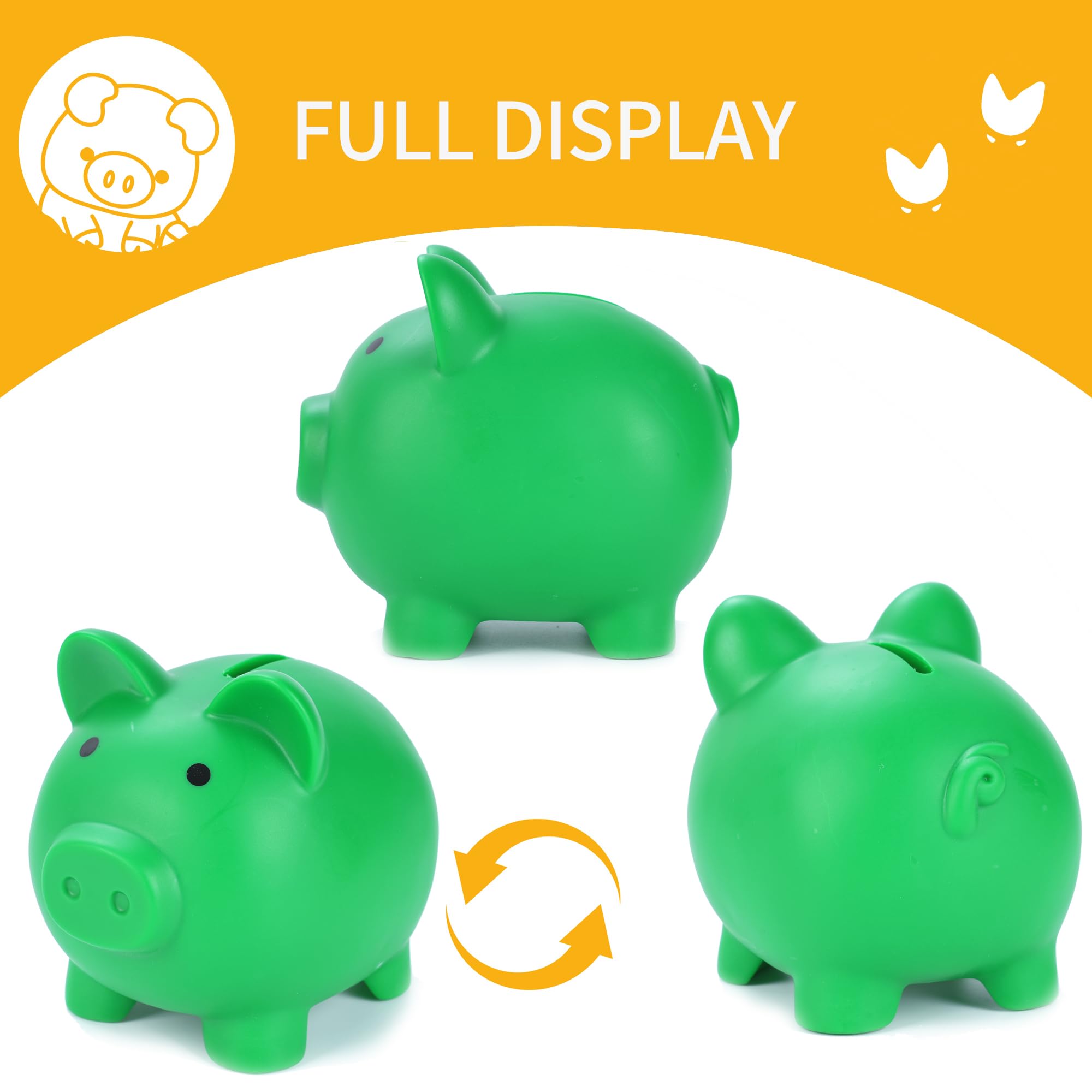 H&W Mini Piggy Bank uses unbreakable PVC material for safe, durable use.