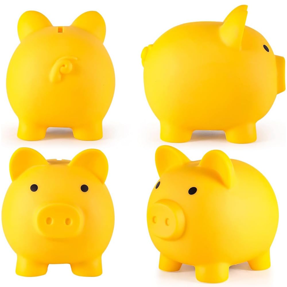 H&amp;W Mini Piggy Bank yellow gift-ready packaging for birthdays and holidays