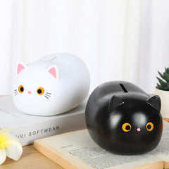 H&W White Cat Piggy Bank capacity up to 500 coins