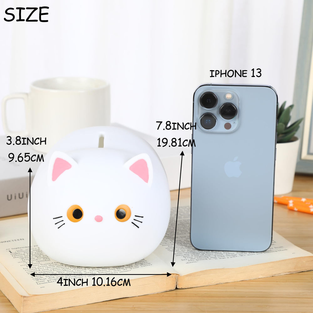 H&W White Cat Piggy Bank cute cat design enhances room decor