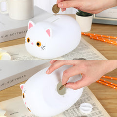 H&W White Cat Piggy Bank gift-ready packaging for birthdays