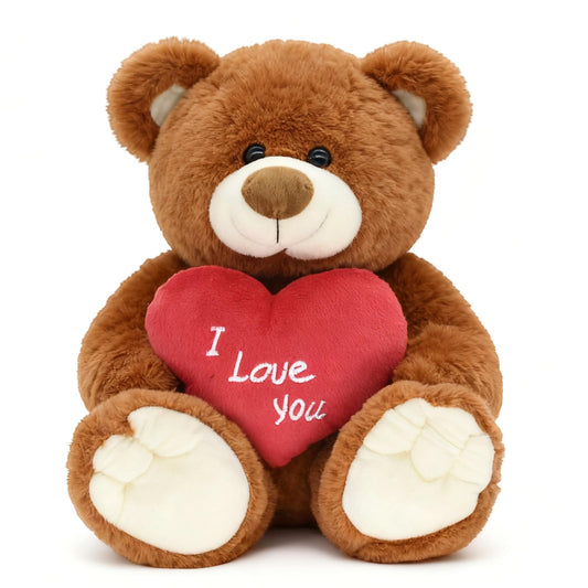 HWD I Love You teddy bear brown with red heart gift
