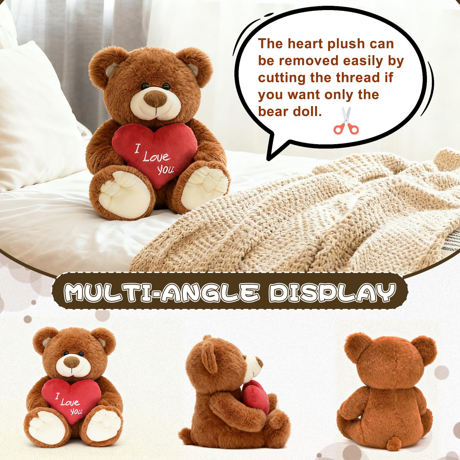 HWD I Love You teddy soft plush fabric detail cozy feel