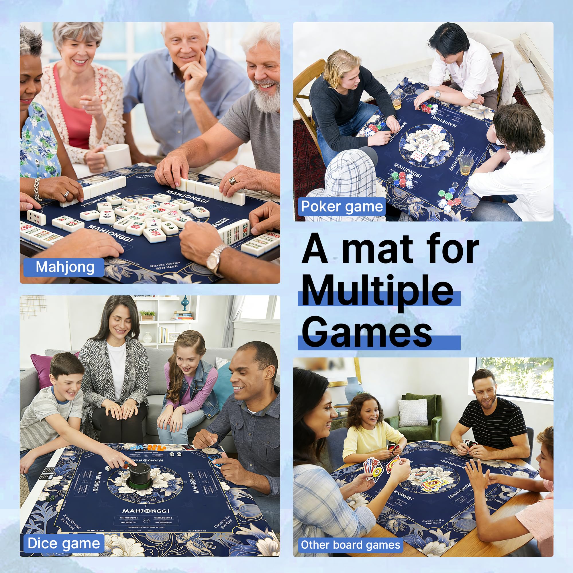 HWZ Mahjong Mat is ideal for American Mahjong, cards, and more.
