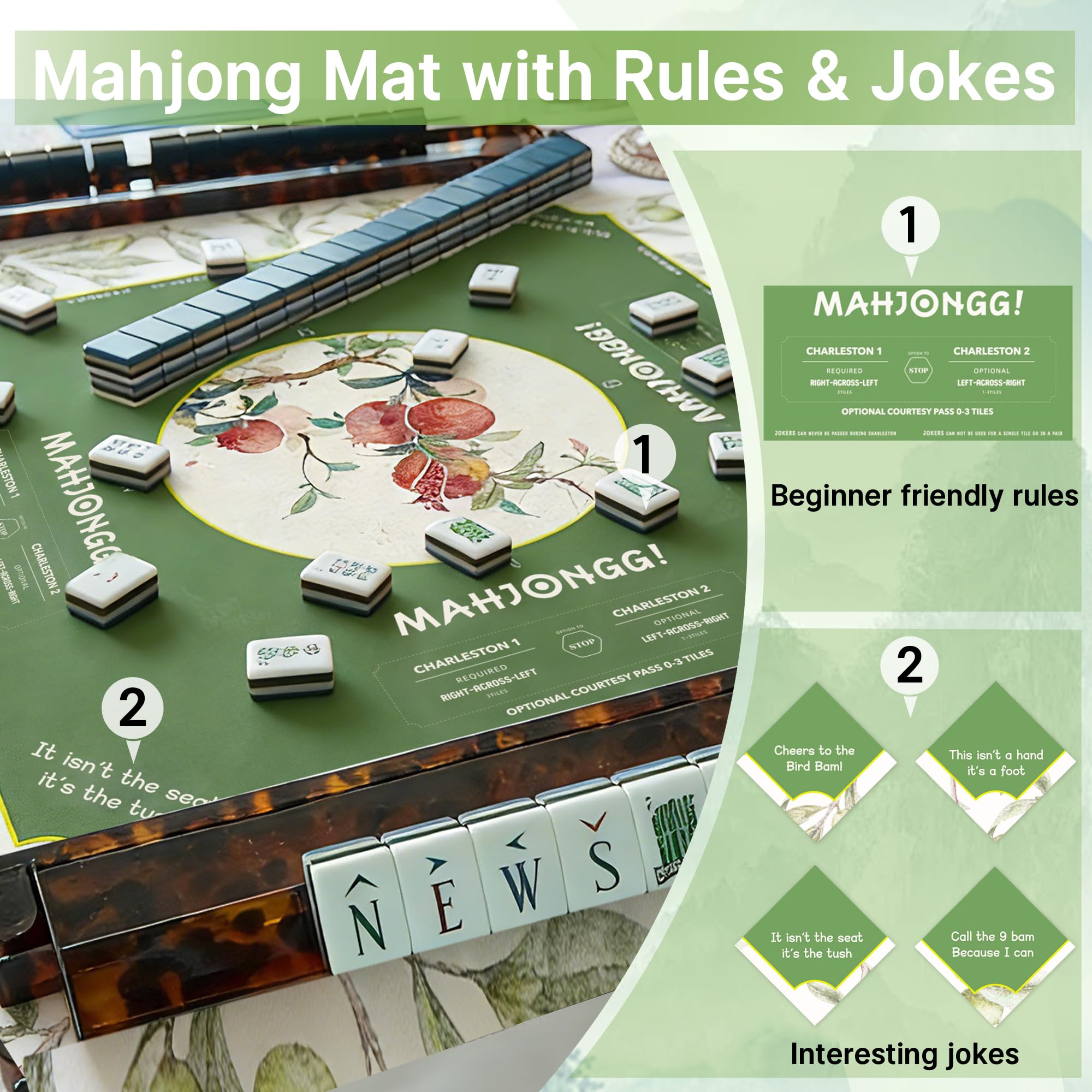HWZ Mahjong Mat with non-slip backing keeps surface stable and quiet.
