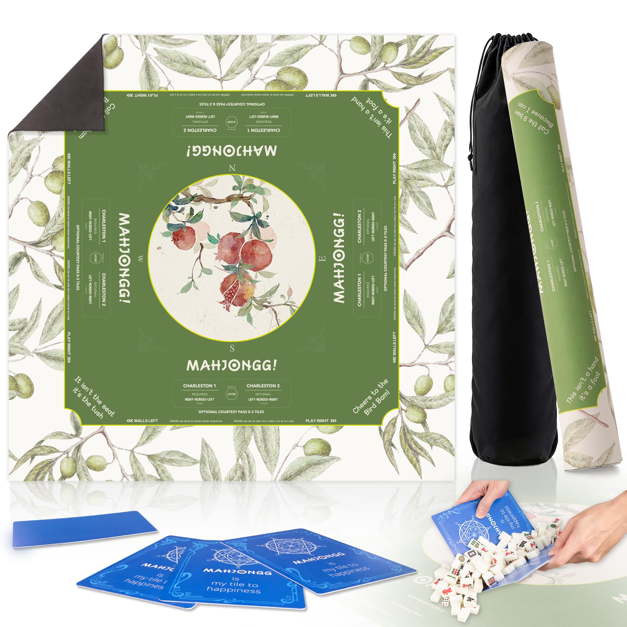 HWZ Mahjong Mat with 31.5-inch square surface for quiet play and table protection.