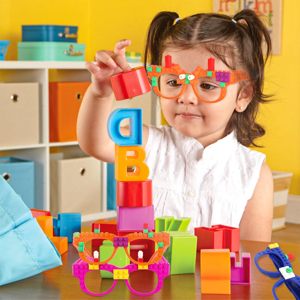 Hxezoc building-bricks glasses compatible with major brands for customization.