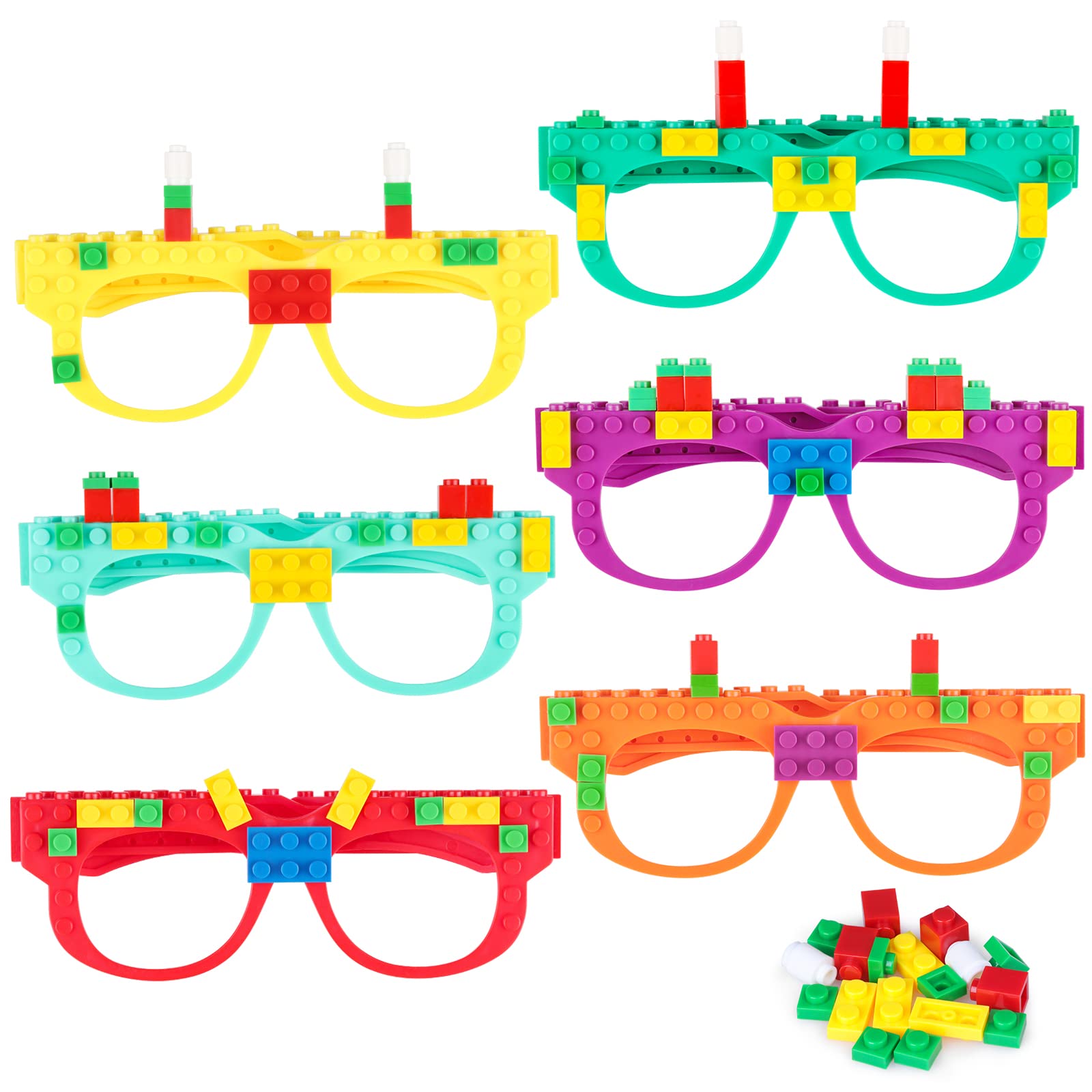 Hxezoc building bricks glasses frames multicolor for creative play and party photos