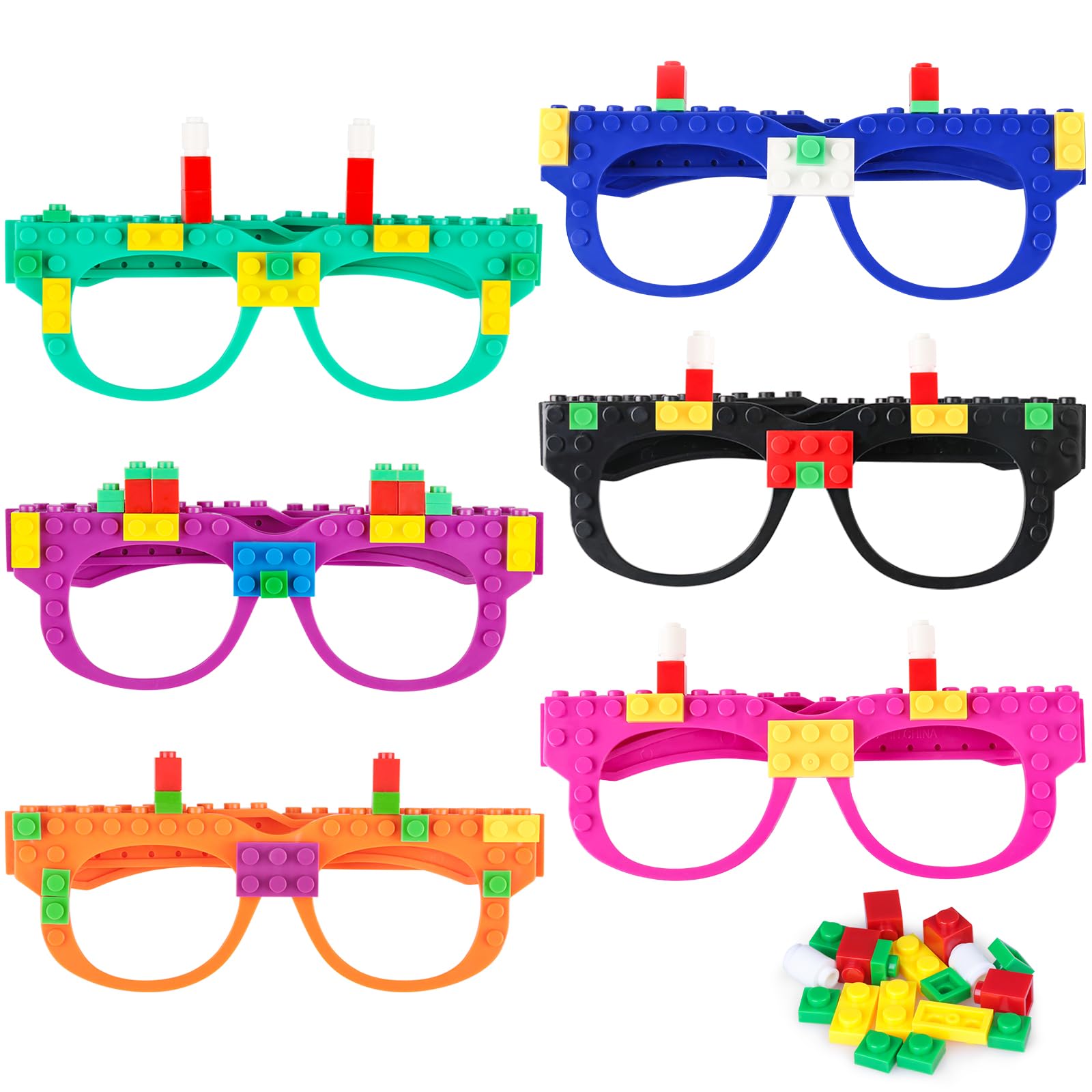 Hxezoc building bricks glasses frames multicolor design for creative play and party fun.