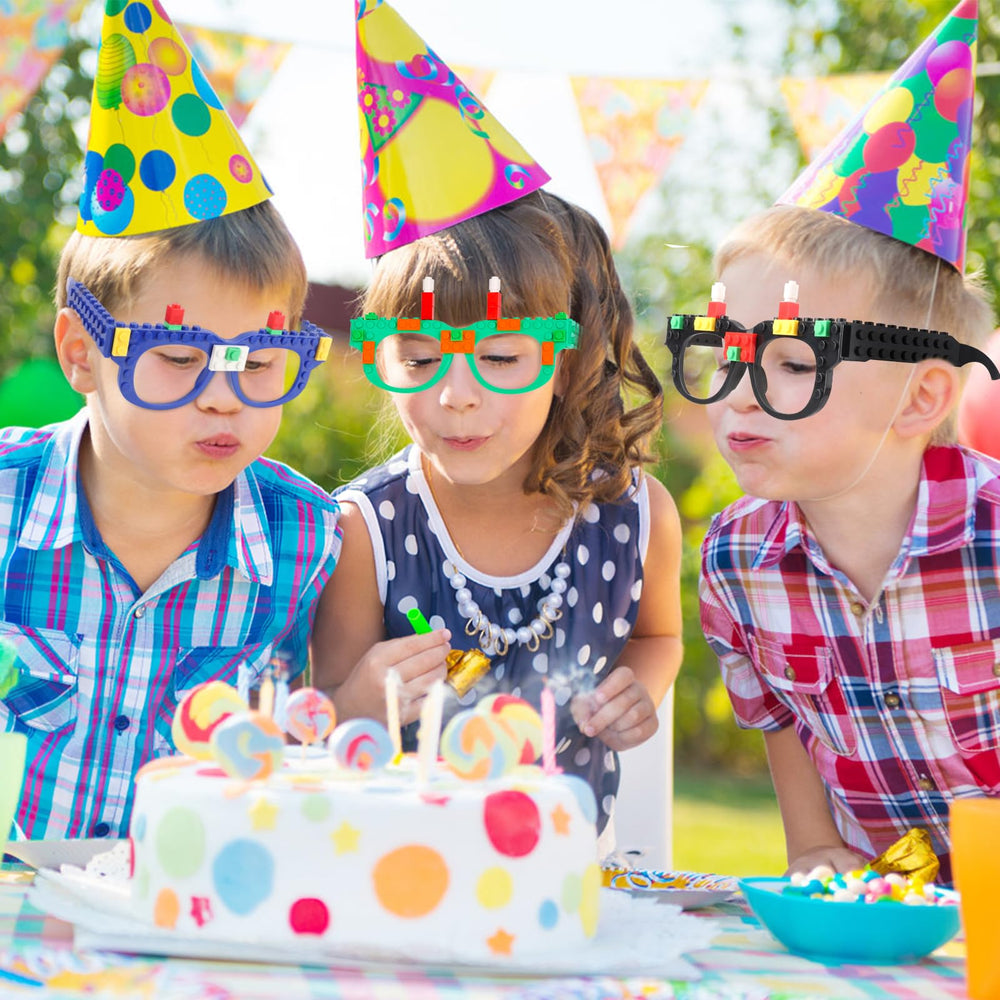 Hxezoc creative design glasses for kids to wear while building with bricks.