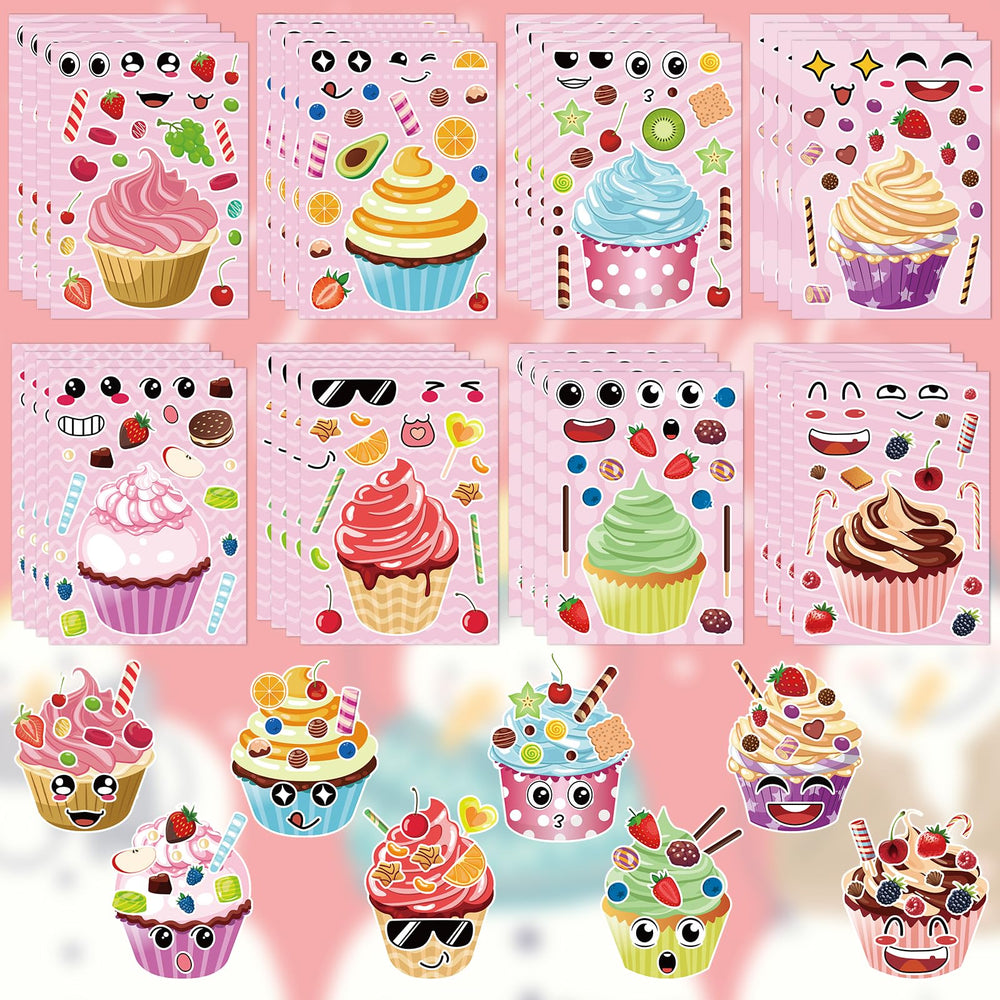 Hxezoc cupcake stickers style 03 engages children in birthday game creativity.