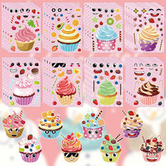Hxezoc cupcake stickers style 03 engages children in birthday game creativity.