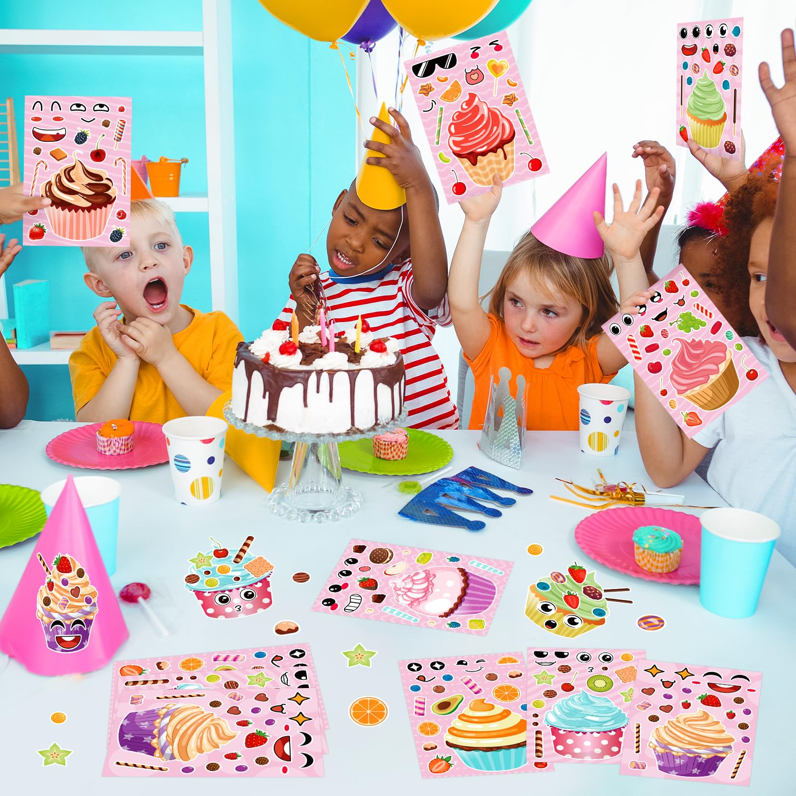 Hxezoc cupcake stickers style 06 easy-to-customize fruit and snack pairings for imagination.