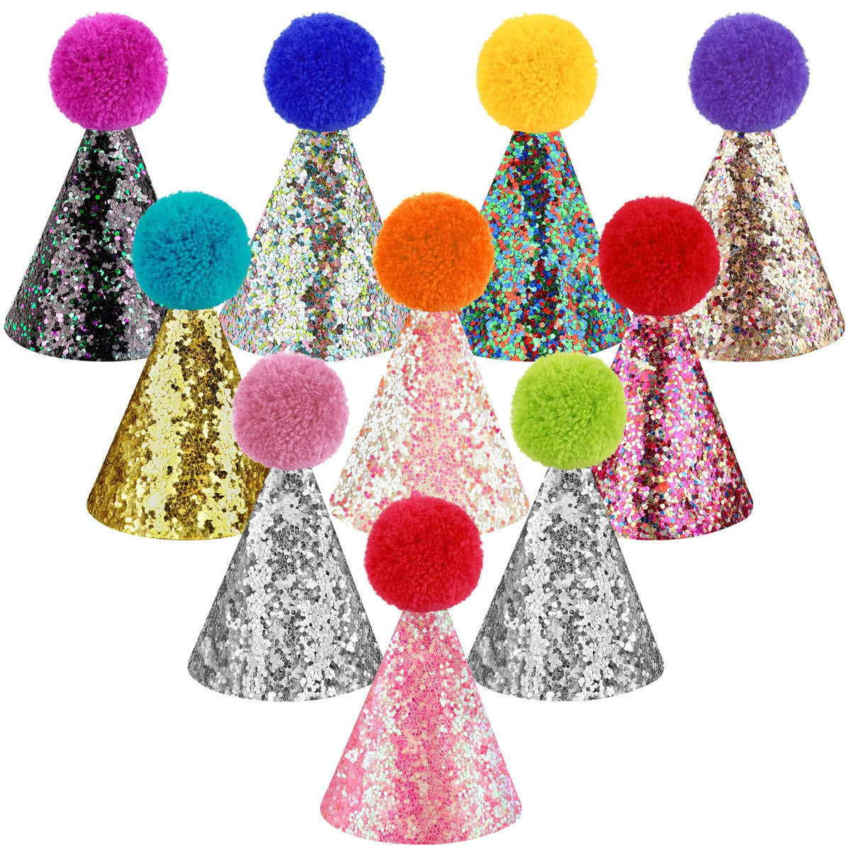 Hxezoc glitter mini hat closeup shows bright sequins for festive moments.