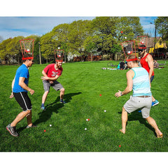 Hxezoc Head Hoop Basketball net keeps balls within reach during rounds.