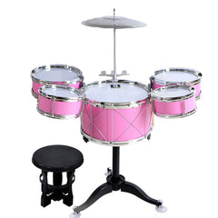 HXIA kids drum set pink bass drum for beginner rhythm practice.