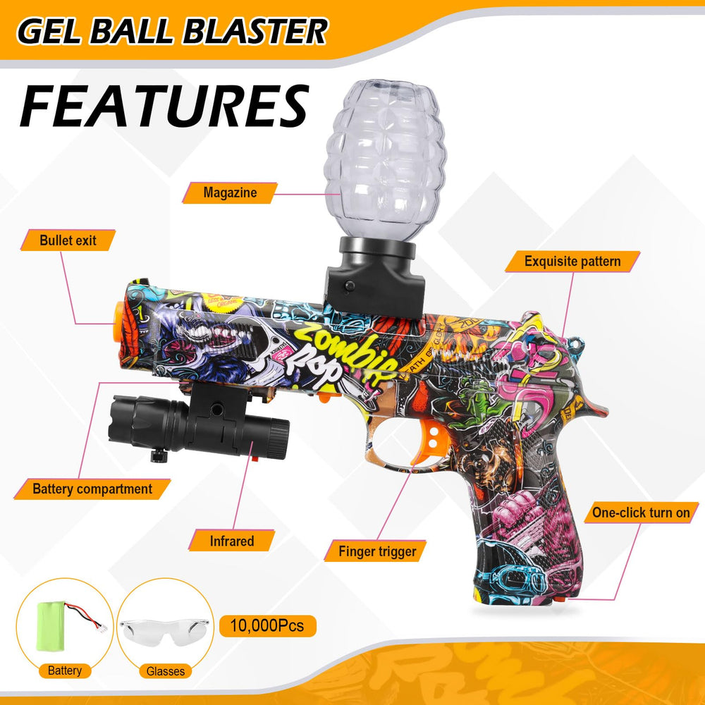 HXPLN gel ball blaster side view shows hopper and compact build for quick reloads.