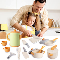 HYAKIDS kitchen set features durable, smooth-edged plastic for safe play.