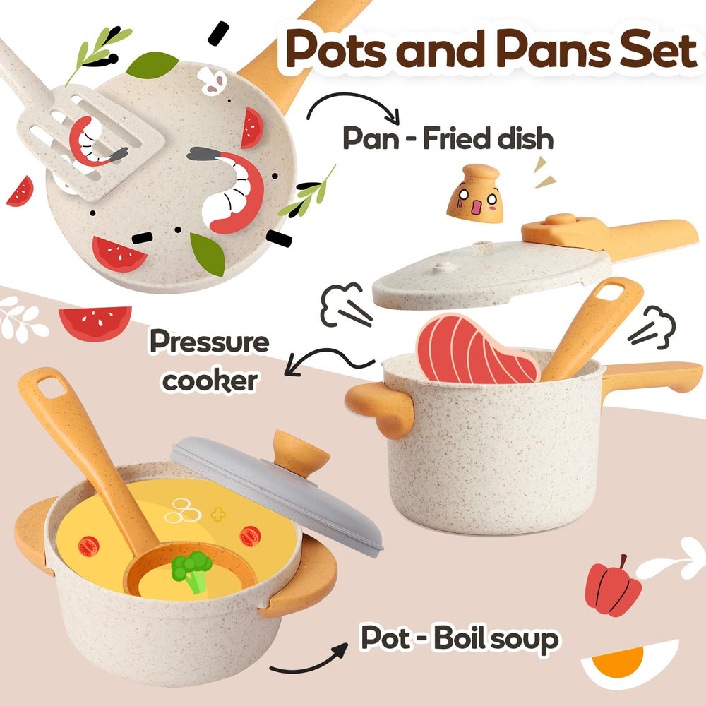 HYAKIDS pressure cooker and soup pot provide authentic play scenarios.