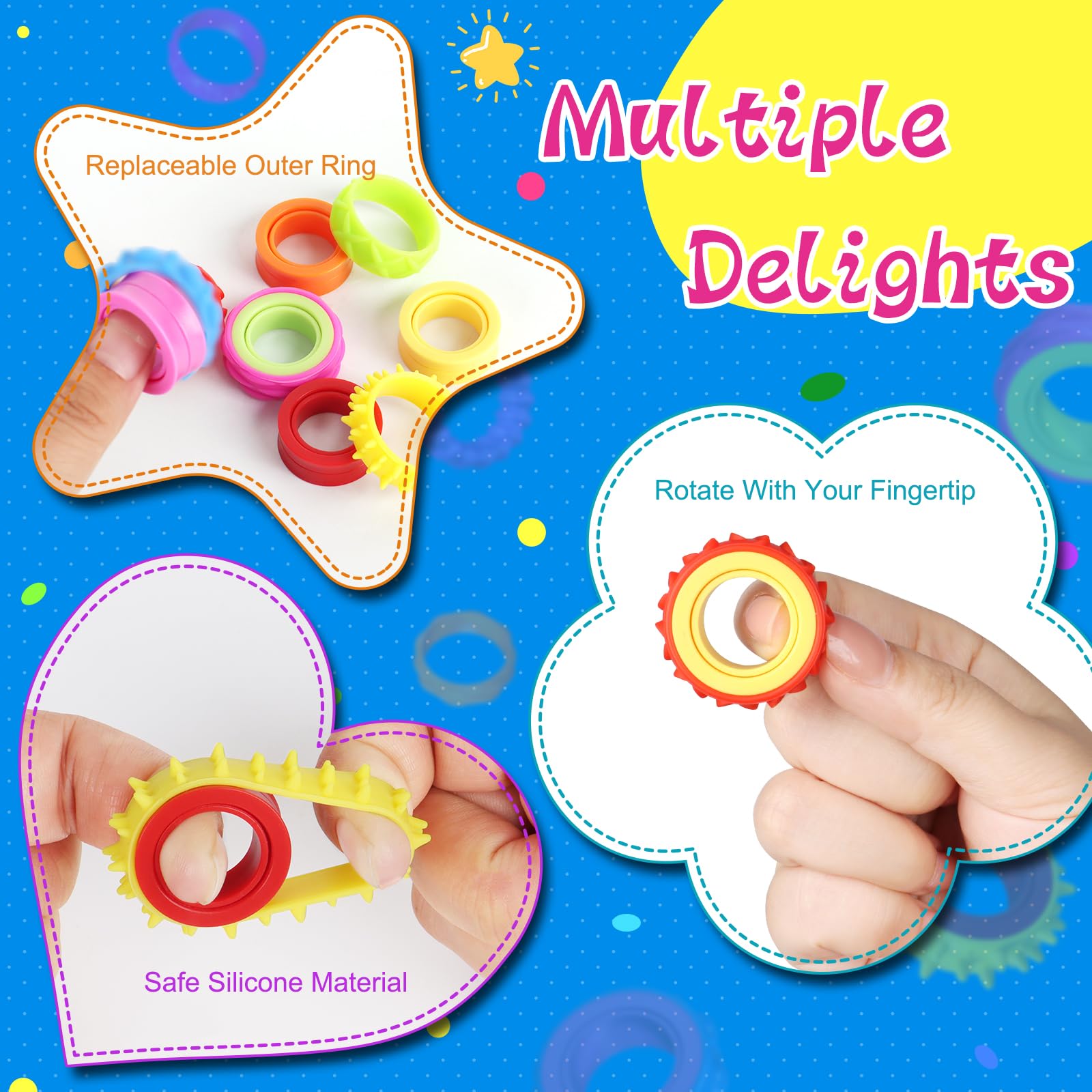 HYASIA fidget rings texture close-up shows silicone variety for sensory engagement