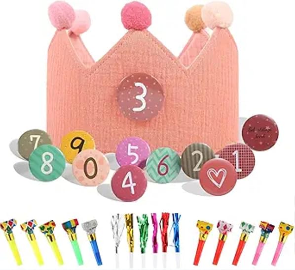 Hyber&Cara birthday crown 40 cm long in soft felt for comfortable wear at parties.