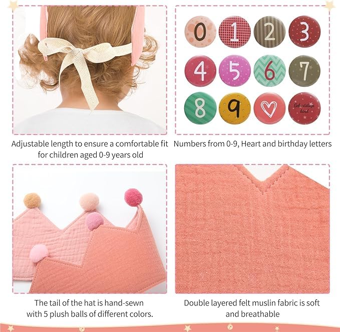 Hyber&Cara removable numbers 0-9 allows personalized age or milestone.