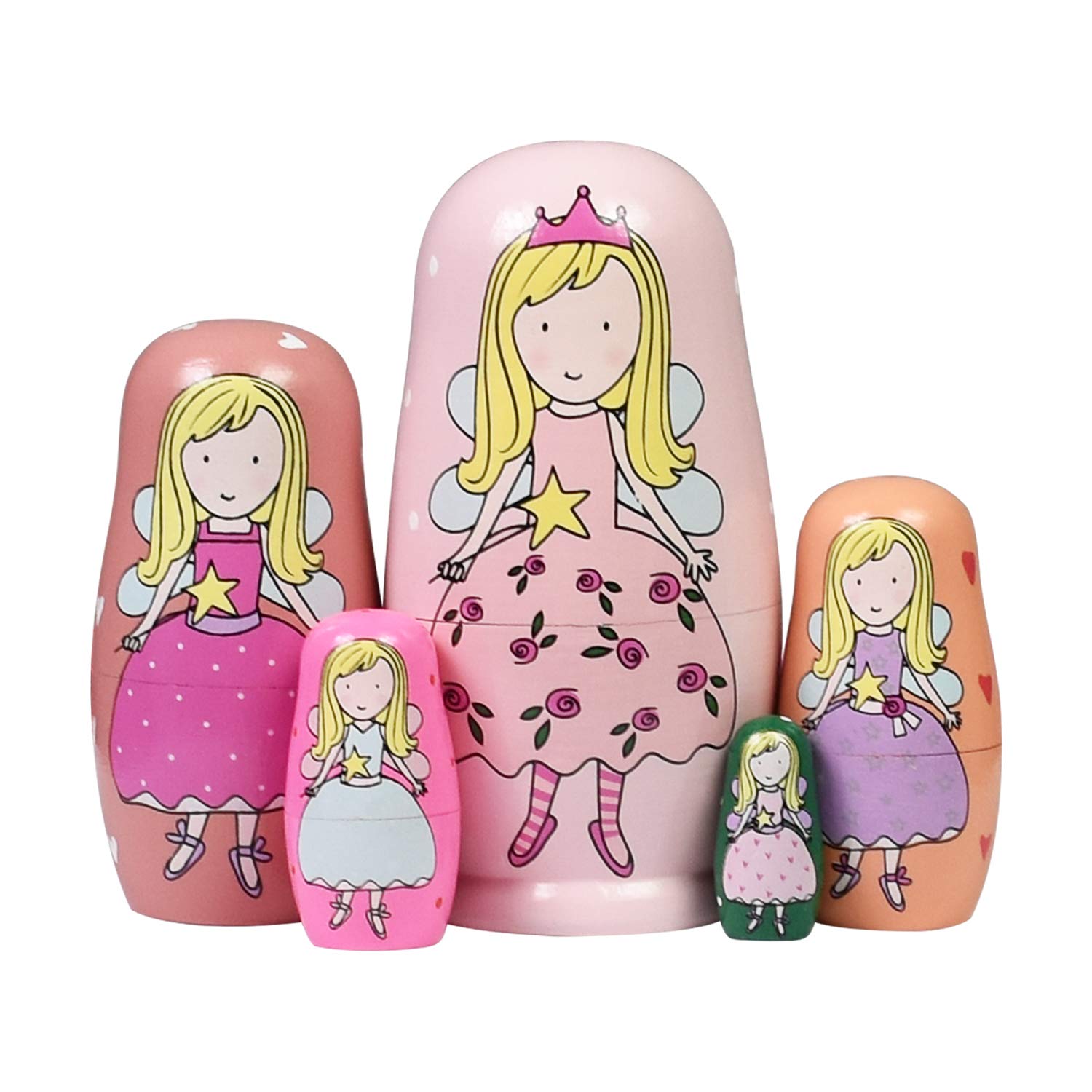 HYCLES Russian Matryoshka nested dolls in wood set, colorful and ready for imaginative play