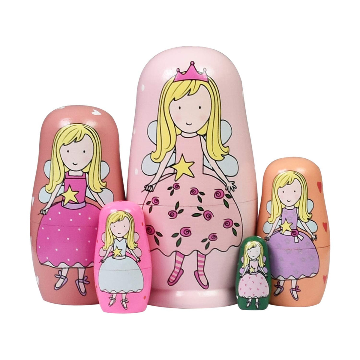 HYCLES Russian Matryoshka nested dolls in wood set, colorful and ready for imaginative play