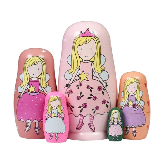 HYCLES Russian Matryoshka nested dolls in wood set, colorful and ready for imaginative play