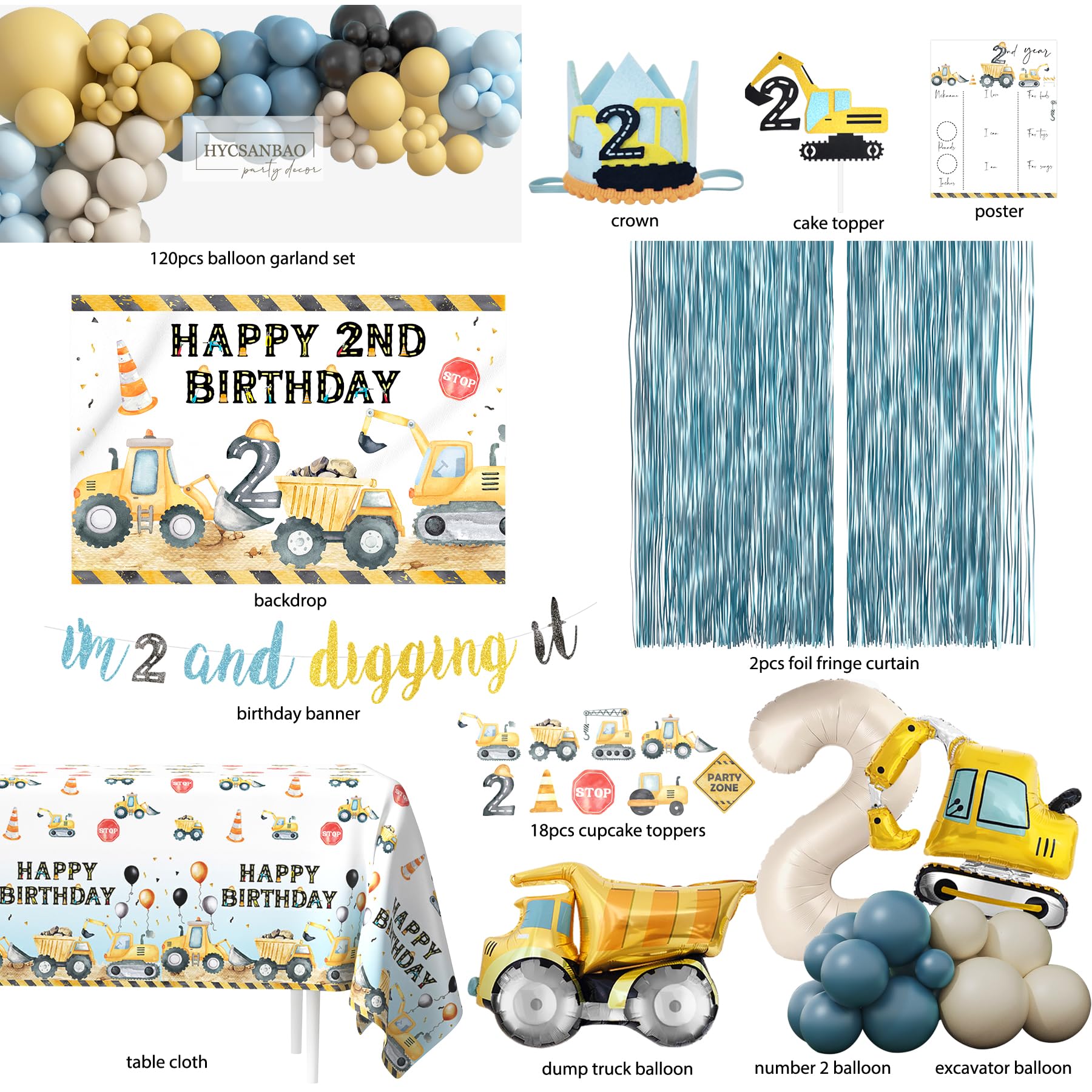 HYCSANBAO balloon garland adds playful construction flair to party decor