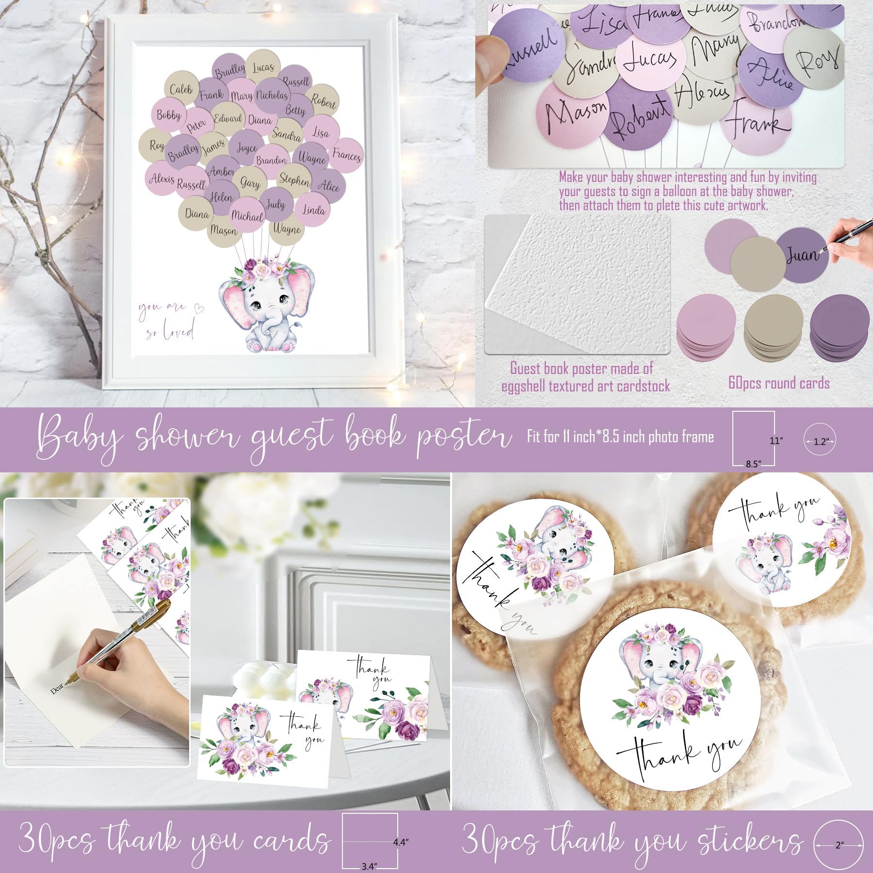 HYCSANBAO elephant baby shower banner sweet baby girl for display.