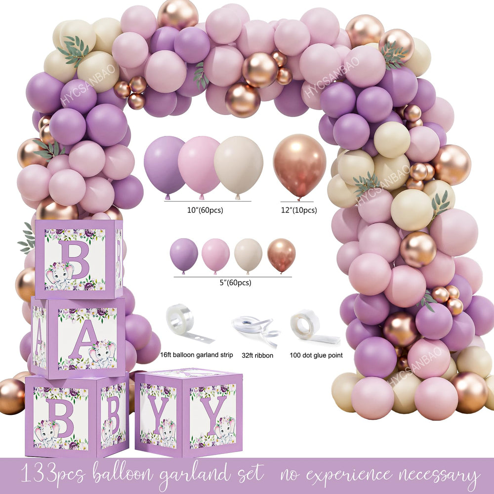 HYCSANBAO elephant baby shower tablecloth creates cohesive party decor.