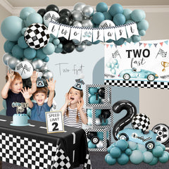 HYCSANBAO Race Car Foil Balloon energizes the decor.