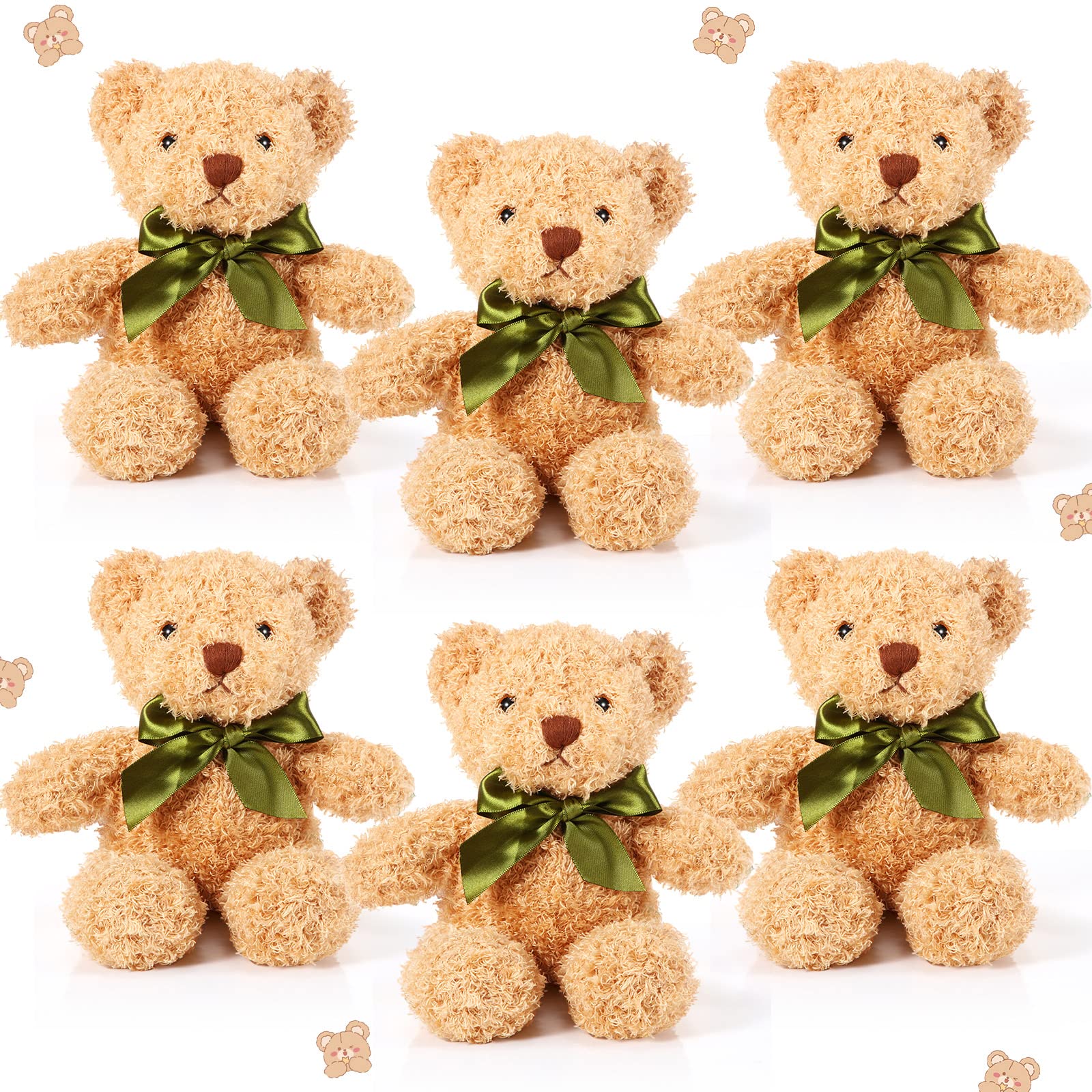 HyDren six-piece brown plush bears for cozy bedtime cuddles and decor.