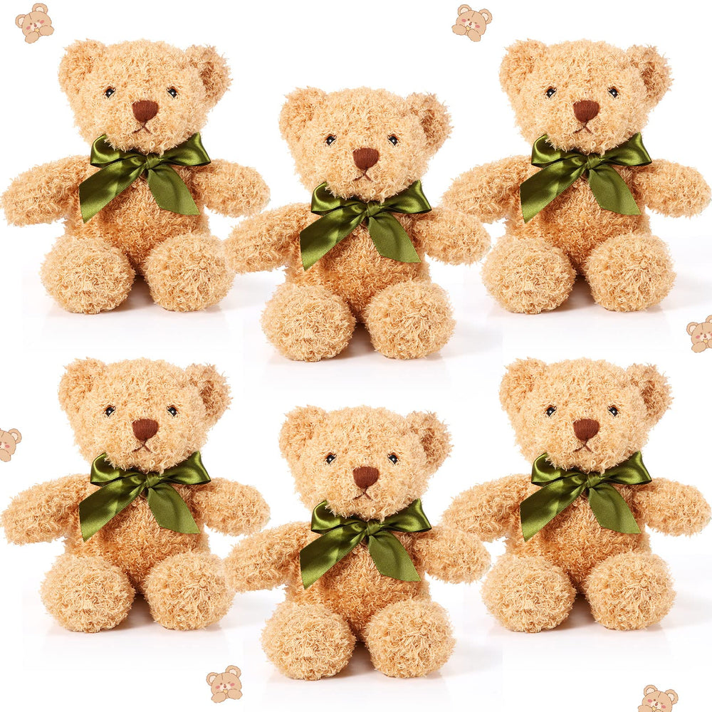 HyDren six-piece brown plush bears for cozy bedtime cuddles and decor.