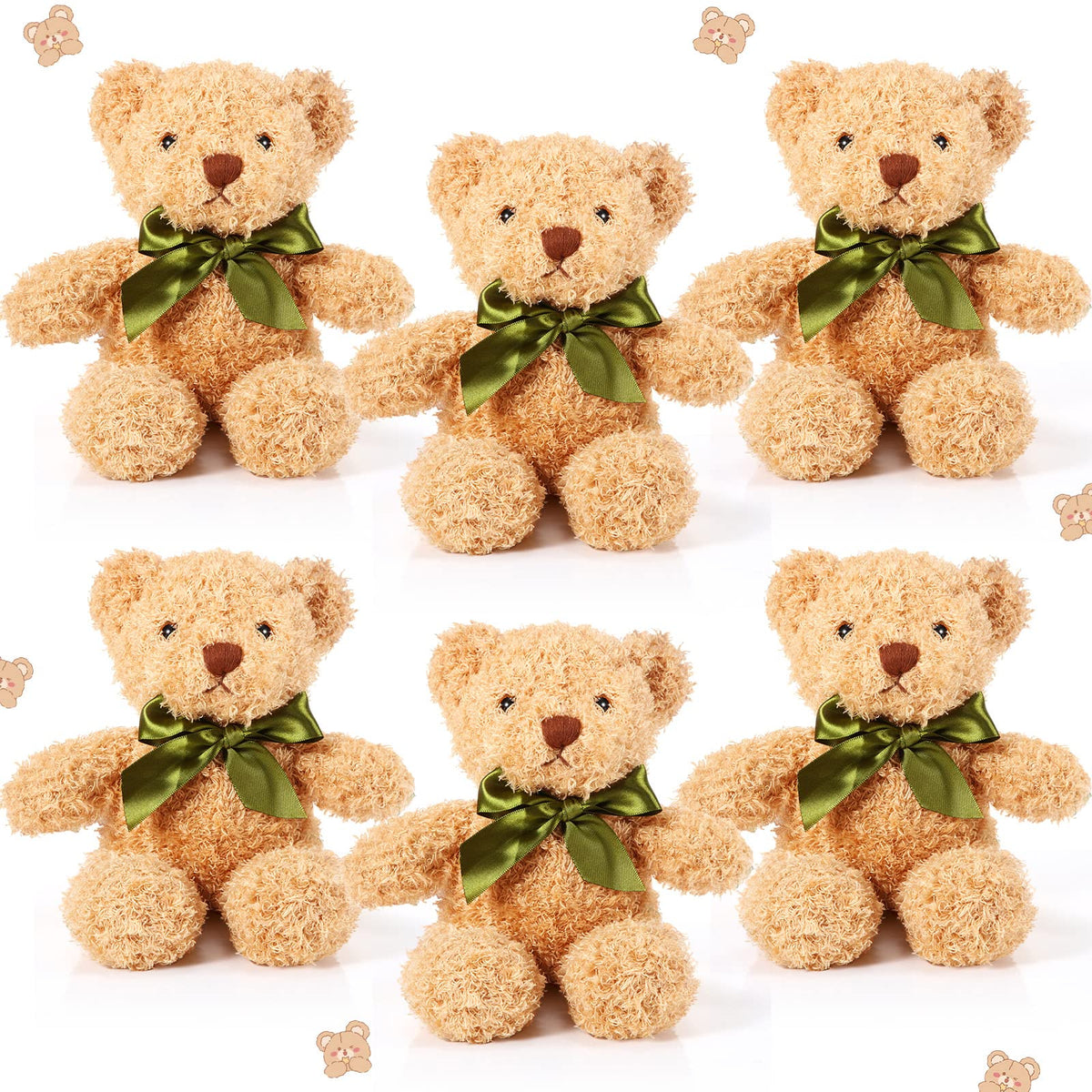 HyDren six-piece brown plush bears for cozy bedtime cuddles and decor.