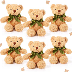 HyDren six-piece brown plush bears for cozy bedtime cuddles and decor.