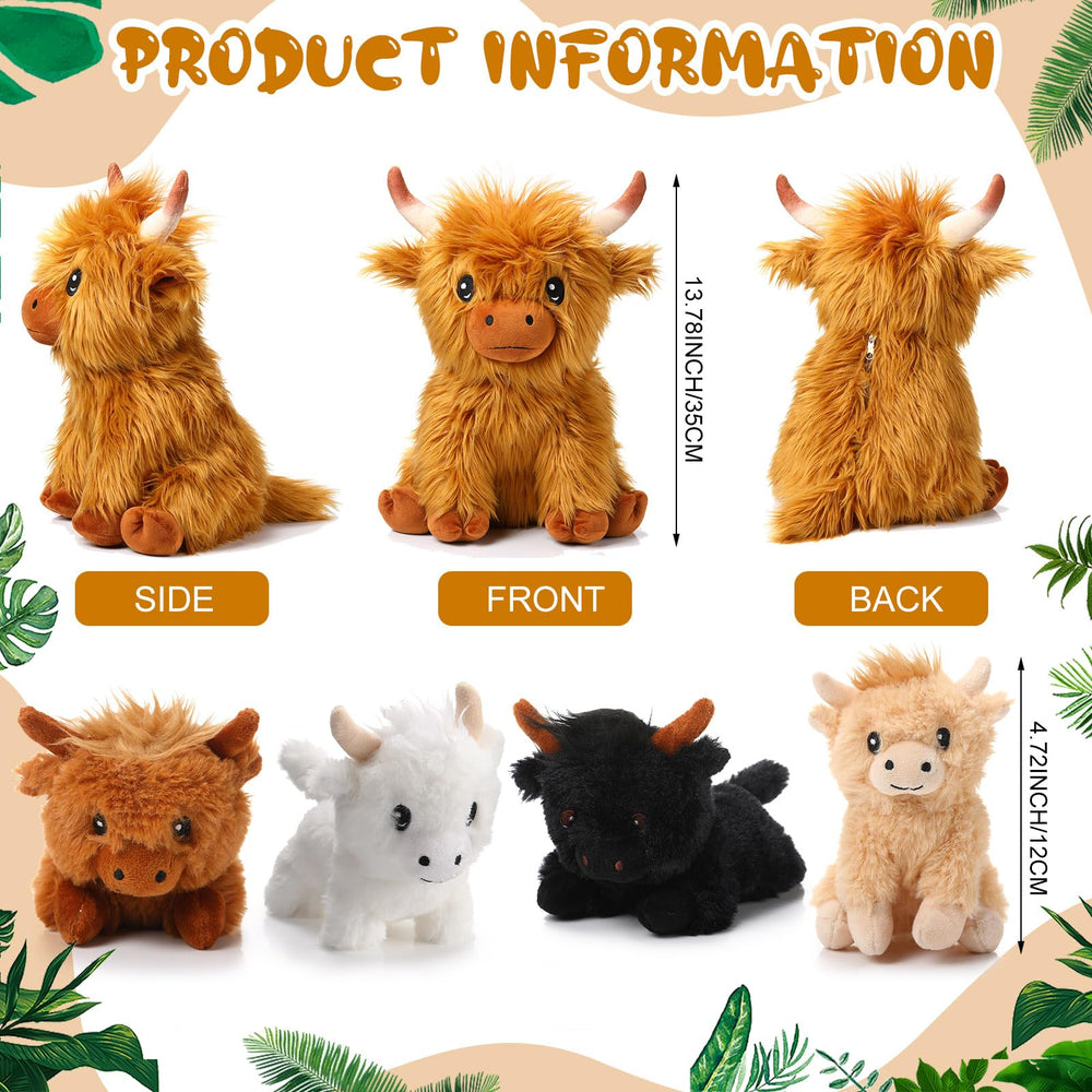 HyDren Highland cow baby plush, 4.72 inches, mini companion for imaginative play.