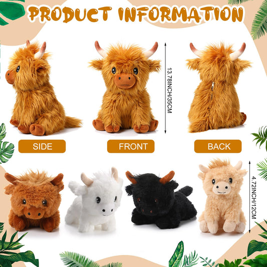 HyDren Highland cow baby plush, 4.72 inches, mini companion for imaginative play.