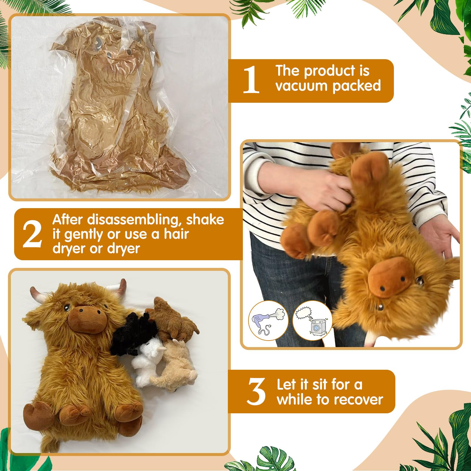 HyDren Highland cow baby plush, 4.72 inches, colorful set fuels storytelling.