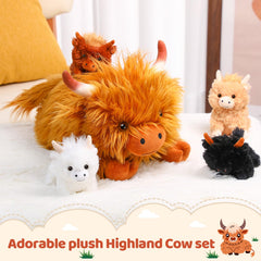 HyDren Highland Cow baby plush 3, colorful mini cow for play and decor.