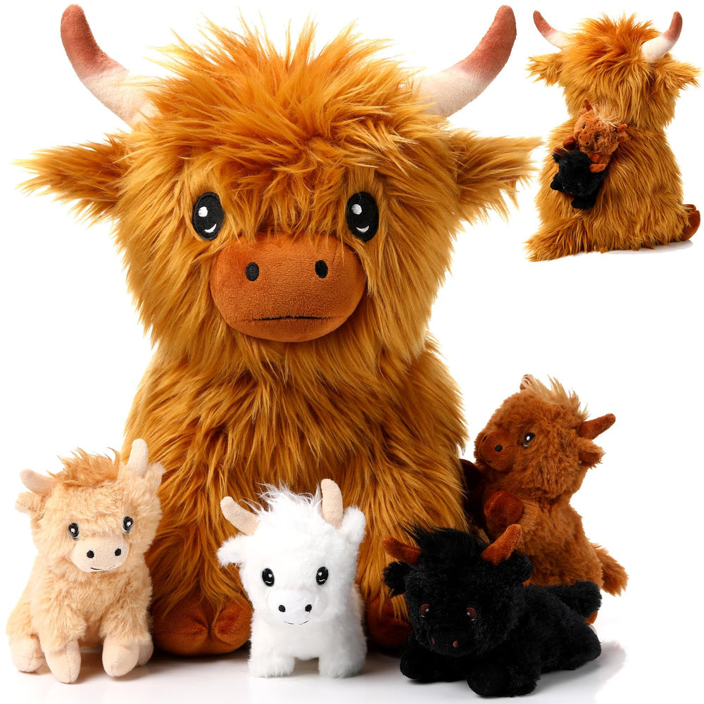 HyDren Highland cow mommy plush, 13.78 inches, soft cuddle decor for kids.