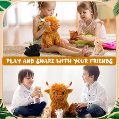 HyDren Highland cow decor plush, perfect for bedroom shelves and storytelling play.