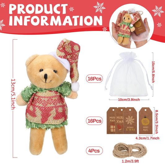 HyDren 5.1-inch plush Santa-style bear suitable for gifting and keepsake decor