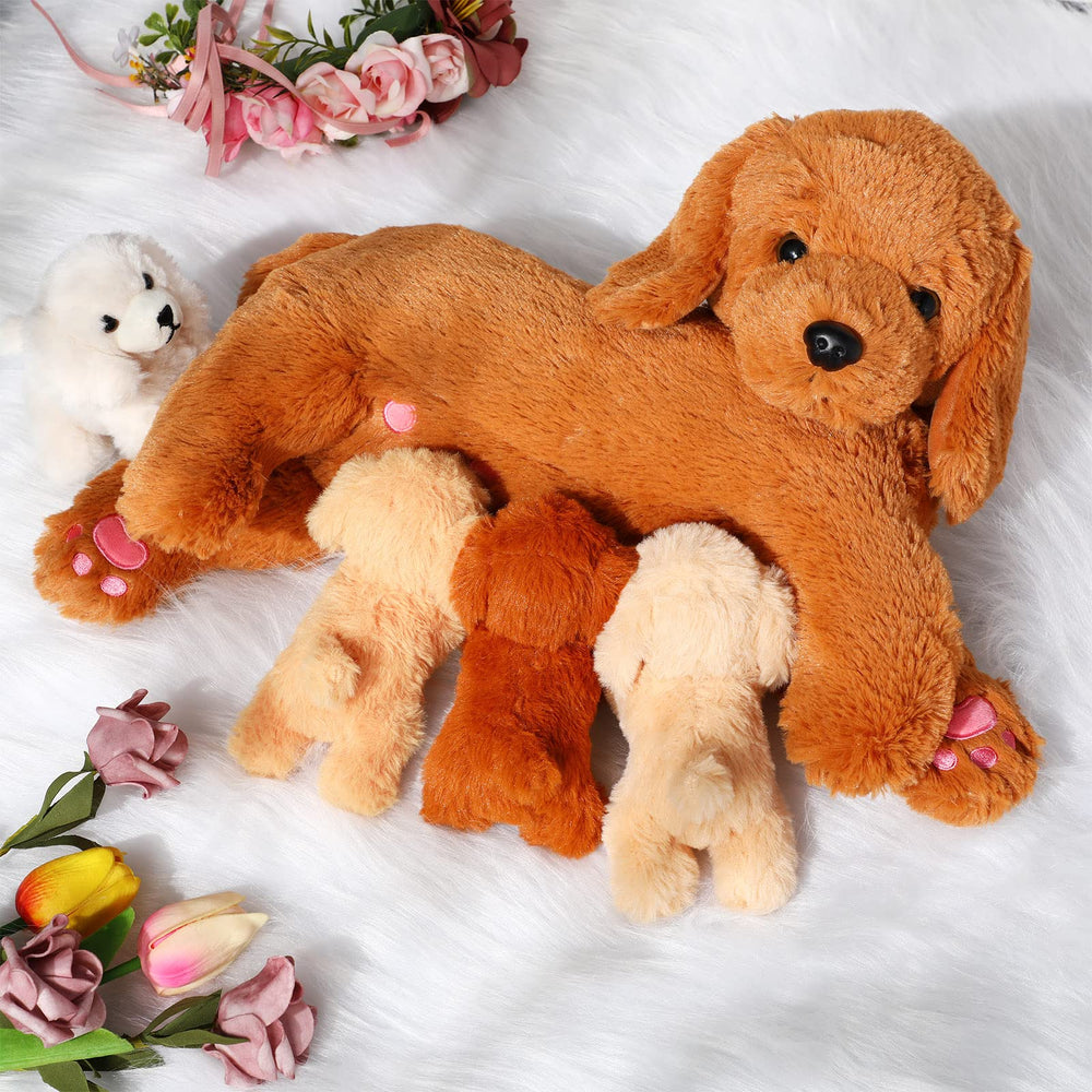 HyDren Nurturing Dog cream puppy, 5-inch plush, bright portable playmate.