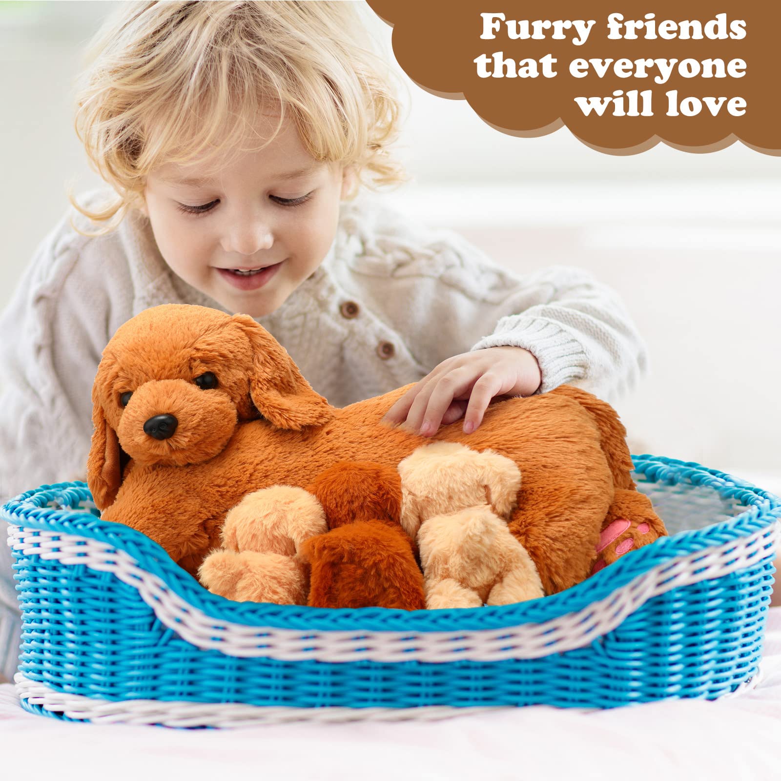 HyDren Nurturing Dog gray puppy, 5-inch plush, cozy story time friend.