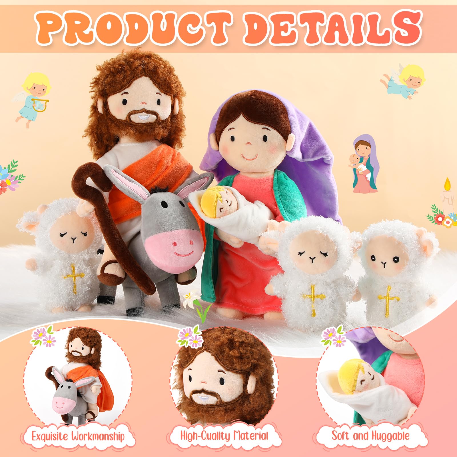 HyDren plush nativity lamb with cross embroidery adds detail and meaning