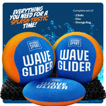 HydroSport skipping water balls on a sunny beach scene, ideal for family games.