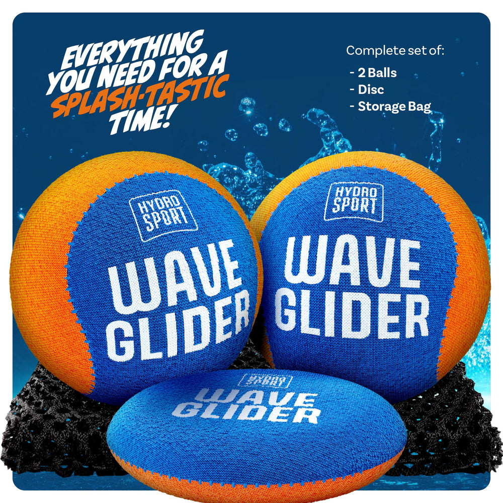 HydroSport skipping water balls on a sunny beach scene, ideal for family games.