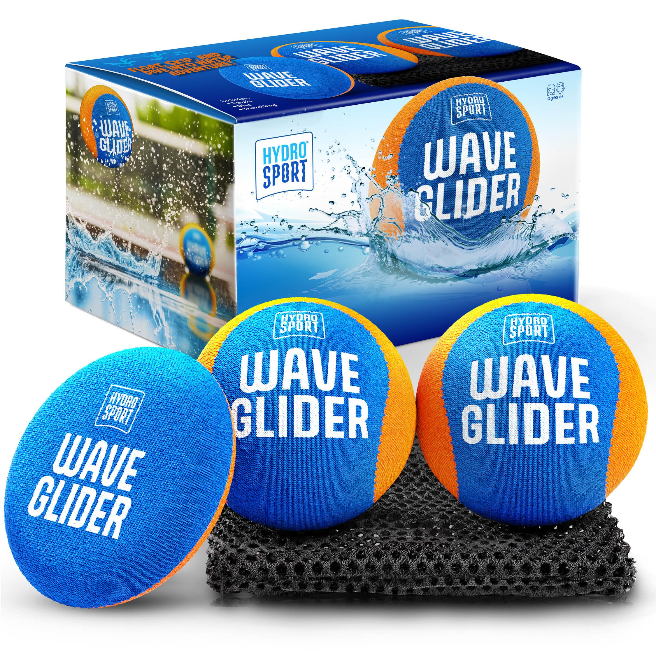 HydroSport skipping water balls in close-up, vibrant colors for quick beach or pool play.